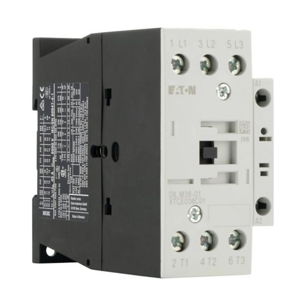 DILM38-01(110V50HZ,120V60HZ) Контактор 38 А, управляющее напряжение 110В (АС), 1НЗ доп. контакт, категория применения AC-3, AC-4