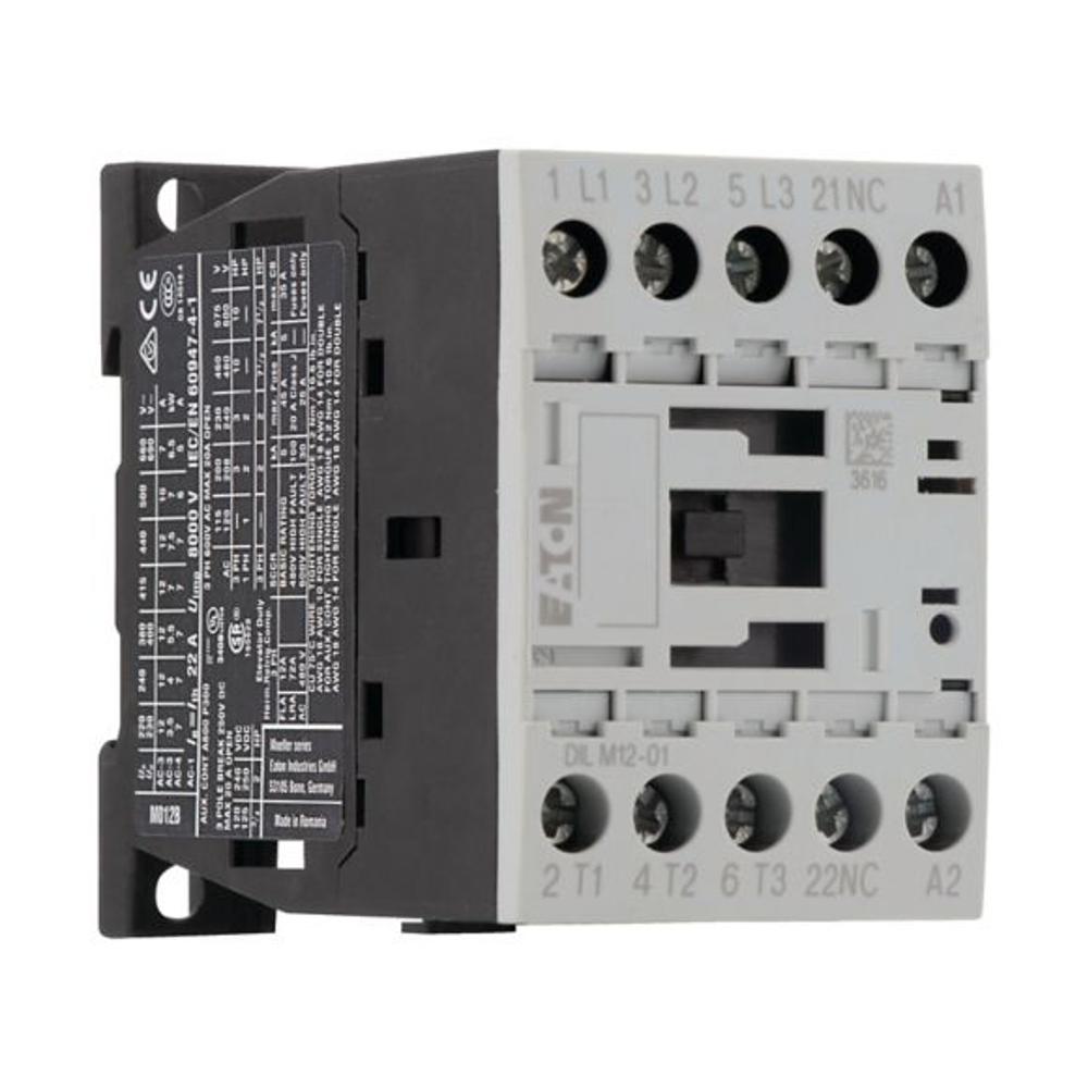 DILM12-01(190V50HZ,220V60HZ) Контактор 12 А, управляющее напряжение 190В (АС), 1НЗ доп. контакт, категория применения AC-3, AC-4